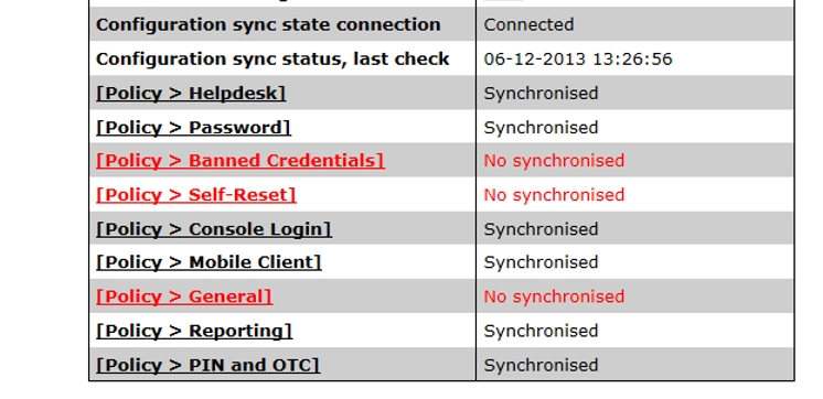 Sync Status Screen