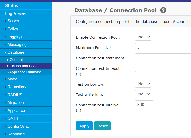 Database Connection Pool Configuration