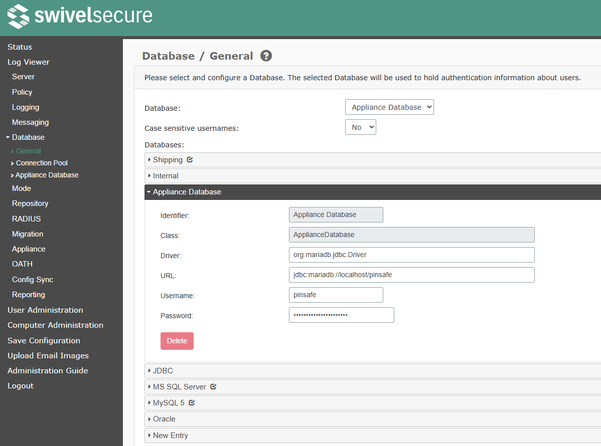 Database General Configuration