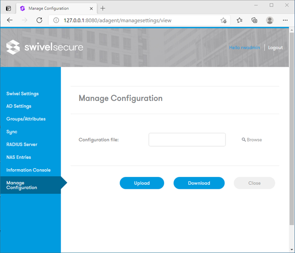 Manage Configuration Screen