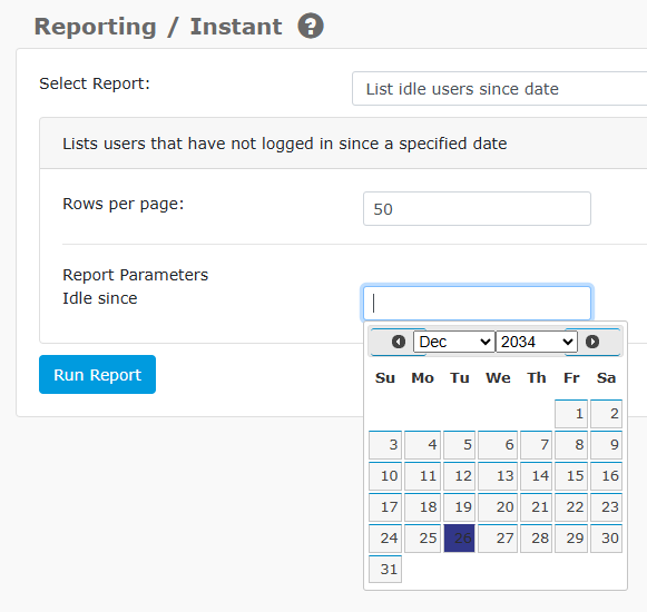 Swivel Reporting Enter Parameters
