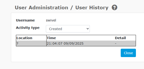 User History Screen